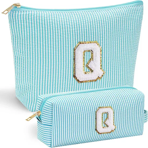Vista 185 de YOOLIFE Regalos del Día de la Madre para Mujeres, Bolsa de Maquillaje con Iniciales, Bolsa de Maquillaje para Viaje, Bolsa de Maquillaje Negro