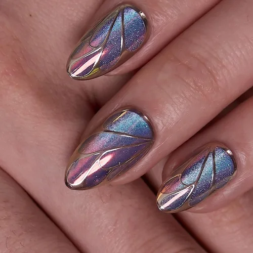 Vista 19 de CurvLife Uñas cortas a presión de almendra, gel suave de medianoche curva Curva de medianoche Nued