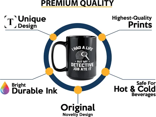 Vista 3 de Taza de café detective de 15 onzas, color negro -i had a - oficial de policía policía patrulla detective sheriff policial policía Academia