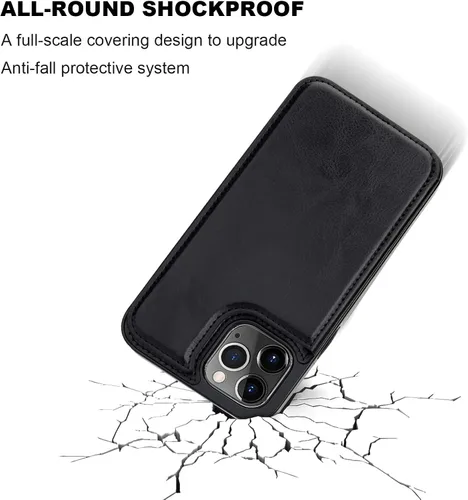 Vista 6 de ONETOP Compatible con iPhone 12 Compatible con iPhone 12 Pro Funda Cartera con Portarjetas, Funda de Cuero PU con Soporte y Ranuras para Tarjetas