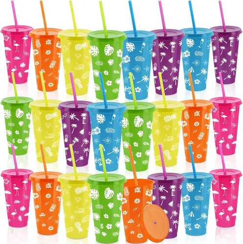 Vista 20 de Kochorie 18 tazas de fiesta de fútbol de 24 onzas con tapas y pajitas, vaso de plástico reutilizable, tazas de viaje para niños, entrenadores