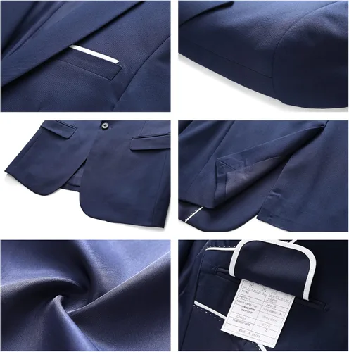 Vista 6 de Traje de 2 piezas para hombre, ajustado, con un botón, chaqueta y pantalones, negocios, boda, fiesta, regreso a casa, trajes para hombres