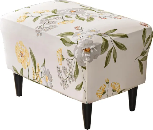 Vista 10 de KRFOONN Fundas otomanas elásticas y rectangulares para reposapiés, fundas impresas para taburetes de pies, protector de muebles con parte inferior
