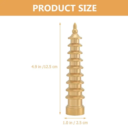 Vista 5 de BESPORTBLE Estatua de Feng Shui de latón, capa de pagoda de Wenchang, torre de 9 pulgadas de largo, escultura de latón Feng Shui para oficina