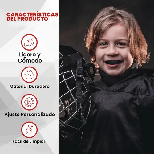 Vista 4 de Protector bucal deportivo para niños - Fútbol juvenil, baloncesto Negro