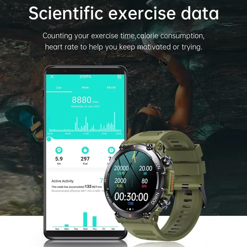 Vista 7 de Diyeeni K56 pro - Relojes inteligentes para exteriores para hombres, reloj de fitness HD de 1.39 pulgadas, monitor de sueño de frecuencia cardíaca