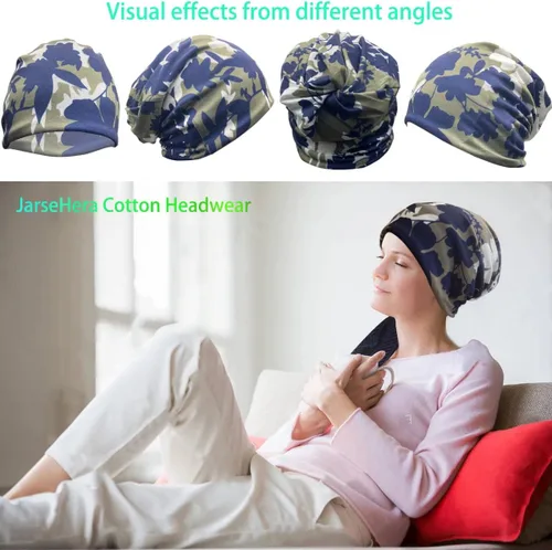 Vista 2 de JarseHera Gorros de algodón para quimioterapia para mujer, gorro para el cáncer, turbante
