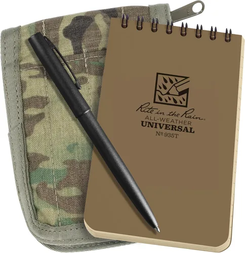 Vista 17 de Rite in the Rain All-Weather - Kit de cuaderno con espiral en parte superior de 3 x 5", funda de tela CORDURA, cuaderno amarillo y bolígrafo