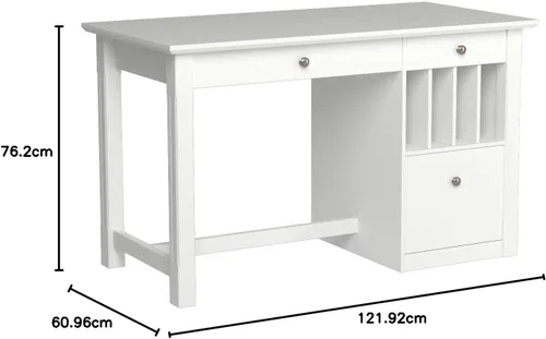 Vista 16 de We Furniture, Home Office Deluxe, escritorio para computadora, color negro, Madera Sólida, Blanco