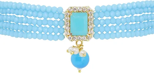 Vista 4 de Efulgenz Indian Jewelry Bollywood Crystal Choker Necklace Earrings Wedding Jewelry Set for Women Girls