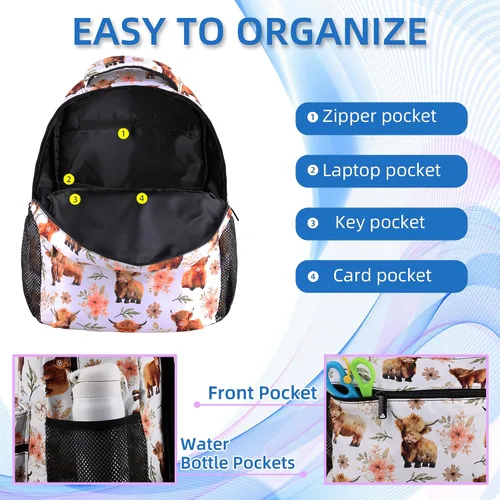 Vista 5 de Mochila para niñas y niños, bolsas de libros de escuela secundaria primaria para adolescentes y niños, mochilas grandes para laptop de viaje
