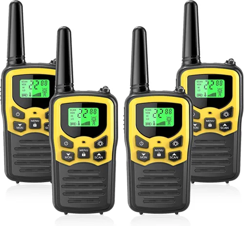 Vista 8 de Walkie Talkies, Walkie talkies de largo alcance MOICO para adultos con 22 canales FRS, walkie talkie familiar con linterna LED, pantalla LCD VOX