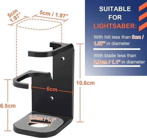 Vista 2 de Cosmos Soporte de montaje en pared para sables de luz acrílicos, soporte para sable de luz con almohadilla protectora para sable de luz vertical