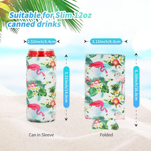 Vista 2 de 12 unidades de neopreno delgado para latas de cerveza, soporte plegable y rechoncho, bolsas enfriadoras de cerveza, se adapta a bebidas energéticas