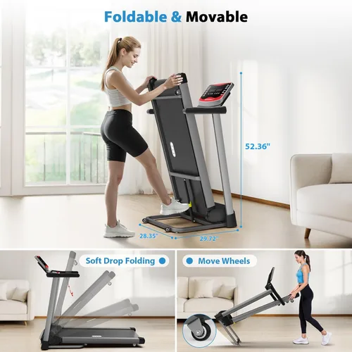 Vista 7 de CIIHI Treadmill with Auto Incline - 450 LBS Capacity Treadmill for Home Gym 15% Auto Incline, 47.2"x18.1" Belt, 0.5-10 MPH, Soft Drop Folding