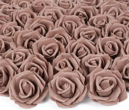 Vista 10 de Cabezas de rosas artificiales, 100 rosas falsas negras, cabezas de rosas artificiales de espuma para ramos de boda, centros de mesa, arreglos