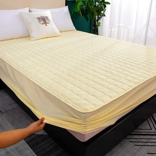 Vista 10 de Sábanas bajeras de cama tamaño Queen, acolchado, transpirable, impermeable, a prueba de orina, protector de colchón grueso antideslizante, color Gris