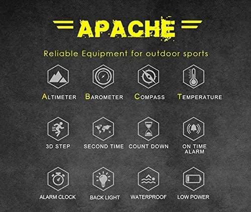 Vista 4 de North Edge Apache - Relojes deportivos tácticos para hombres, relojes digitales sólidos de supervivencia al aire libre con brújula militar sólida