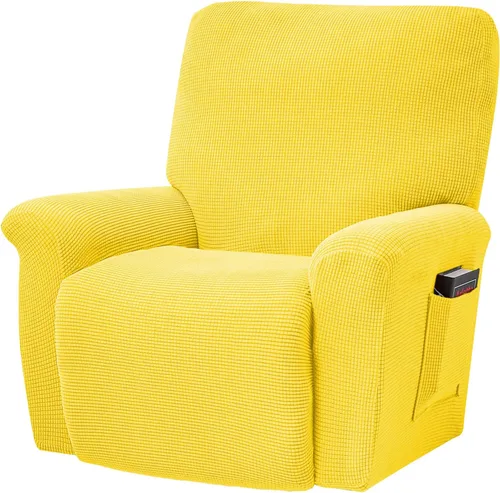 Vista 16 de CONRUSER Fundas elásticas para sillas reclinables, funda suave de 4 piezas, funda gruesa para sofá individual, funda de jacquard con bolsillo