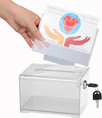 Vista 10 de Adir - Caja de sugerencias con ranura y candado, caja de donación acrílica para recaudación de fondos, caja de dibujo para rifa, caja de recaudación