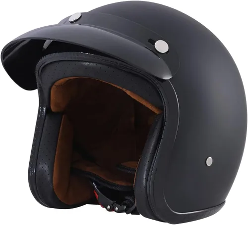 Vista 7 de Casco de motocicleta retro Harssidanzar 3/4 con cara abierta, estilo vintage para hombres y mujeres, aprobado por el Departamento de Transporte CU601