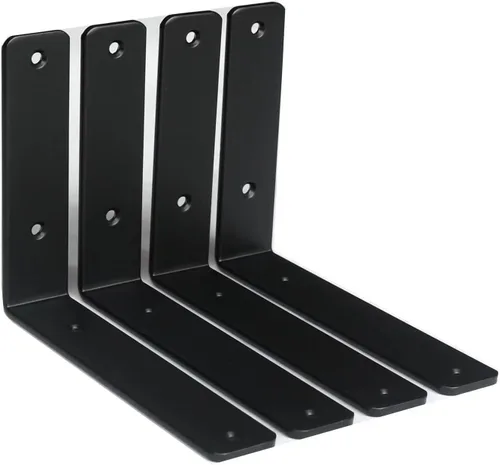 Vista 50 de Paquete de 2 soportes de estante en L de 6 pulgadas de largo x 4 pulgadas de alto x 1.5 pulgadas de ancho, 5 mm de grosor, soportes de estante