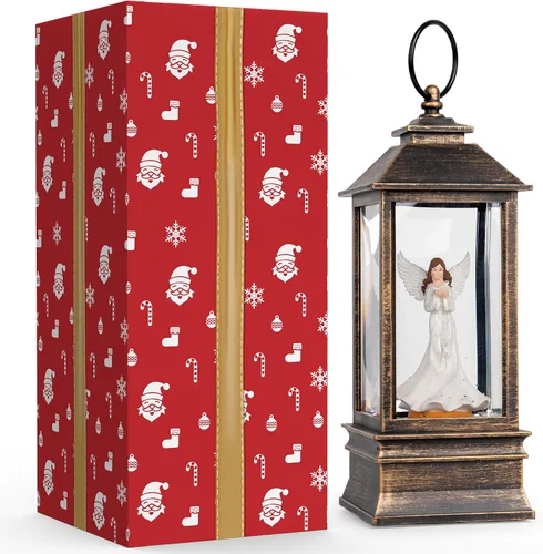 Vista 8 de Linterna de globo de nieve de Navidad, ángel brillante con paloma, forro USB/funciona con pilas, linterna iluminada para decoración de festivales