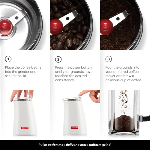 Vista 3 de Bodum C-Mill - Molinillo eléctrico para café y especias, hoja de acero inoxidable, color blanco
