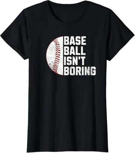 Vista 45 de Camiseta Baseball Isn't Boring, Negro