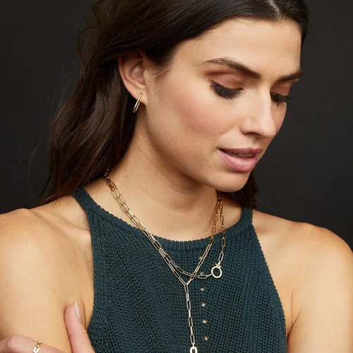 Vista 5 de gorjana Womens Parker Paperclip Link Chain Necklace 18k Gold or Silver Plated Chunky Clasp