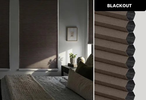 Vista 4 de LazBlinds Persianas celulares inalámbricas sin taladro, 20 1/2 pulgadas de ancho x 48 pulgadas de alto, café oscuro Persianas opacas de panal
