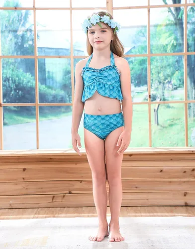 Vista 3 de Traje de baño para niñas de 5 a 12 años de edad, cola de sirena y aleta