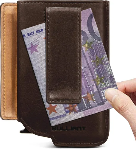 Vista 6 de Billetera delgada para hombre, cartera grande de aluminio con clip para dinero, 8 tarjetas, bloqueo RFID