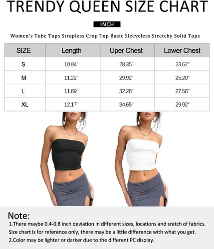 Vista 6 de Trendy Queen Womens 3 Pack Tube Tops Crop Tops Strapless Basic Backless Bandeau Bra Solid Summer Outfits