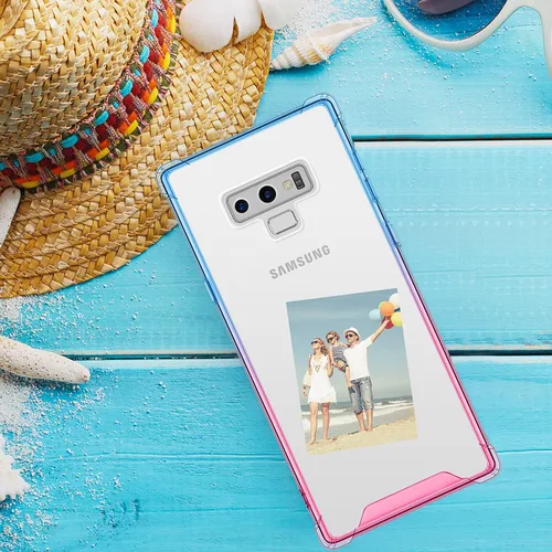 Vista 2 de Funda para Galaxy Note 9, funda transparente con bonito degradado para teléfono, TPU reforzado, parte trasera de policarbonato duro, funda