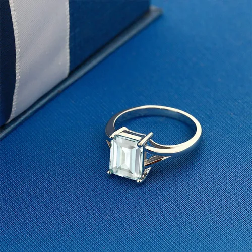 Vista 33 de Gem Stone King Anillo de compromiso solitario con diseño clásico de vástago dividido para mujer, plata de ley 925, piedra natal de piedra preciosa