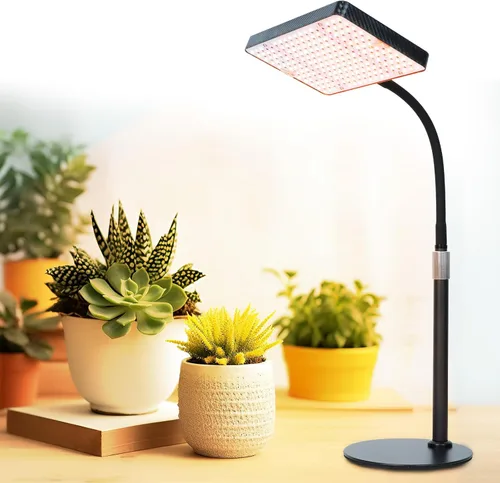 Vista 10 de FECiDA Luz de crecimiento de escritorio de 2 cabezales de 50 W, luces de cultivo de mesa para plantas de interior de espectro completo, temporizador