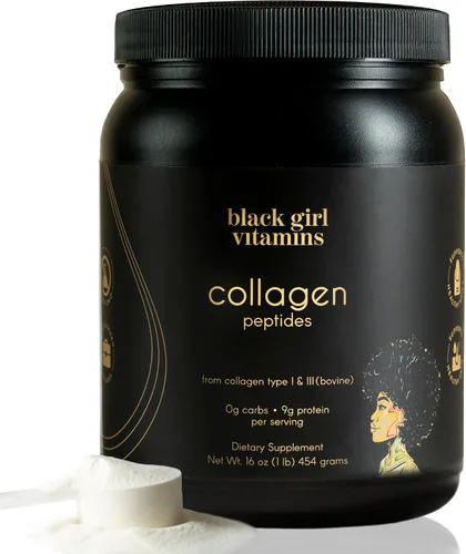 Vista 2 de Black Girl Vitamins Paquete de belleza – Péptidos de colágeno hidrolizados (16 onzas), gomitas de biotina para el cabello y la piel de las uñas