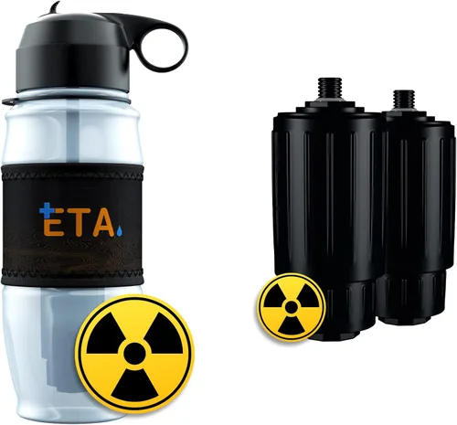 Vista 10 de ETA Botella alcalina con filtro de agua para viajes, camping, senderismo, mochileros, emergencias, supervivencia. Elimina hasta el 99.99%