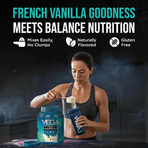 Vista 7 de Vega Todo en Uno Nutrición Orgánica - 20 g de proteína de guisante a base de plantas, vainilla francesa, 43 porciones, vitaminas A y C, probióticos