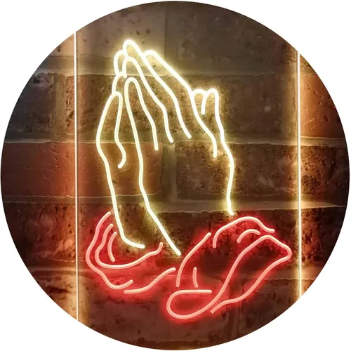 Vista 11 de ADVPRO Praying Hands Home Display Dual Color LED Neon Sign Blue & Red 8.5" x 12" st6s23-i3264-br