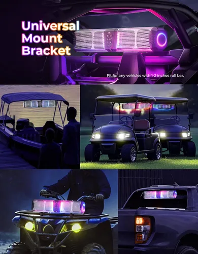 Vista 5 de KEMIMOTO Midnight S60 - Barra de sonido UTV de 26 pulgadas, impermeable, IP66, 65 Hz de graves profundos, construido en metal, luces multicolor