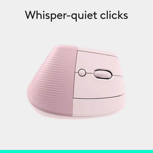 Vista 7 de Logitech Lift - Mouse óptico, ergonómico y vertical, uso inalámbrico, por Bluetooth o con receptor Logi Bolt USB, clics silenciosos, 4 botones, Rosa