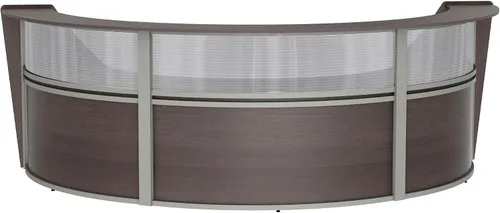 Vista 38 de Linea Italia Oficina curvada, transparente, fácil de montar, mostrador de recepción de 3 paneles para vestíbulo, salón, 142 x 71 pulgadas