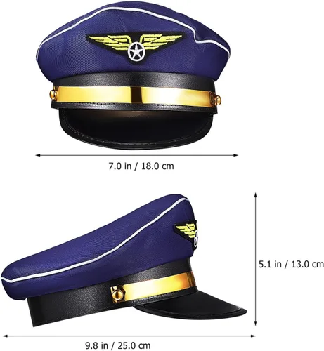 Vista 2 de Gadpiparty 2 sombreros de piloto para adulto, accesorios de disfraz de marinero ajustable para hombres y mujeres, accesorios de fiesta de Halloween