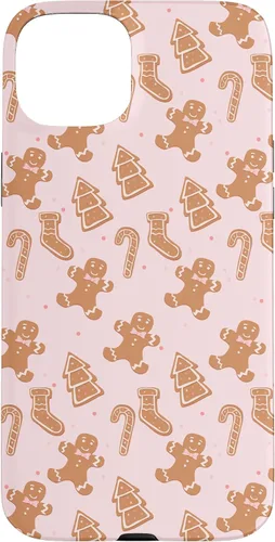 Vista 9 de iPhone 16 Pink Gingerbread Cookie Christmas with Polka Dots Case