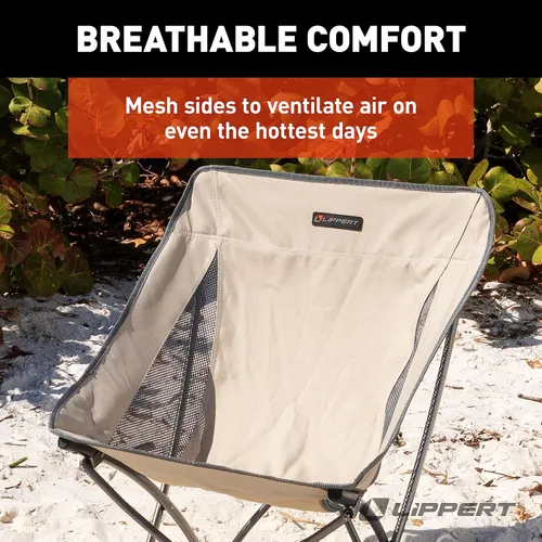 Vista 5 de Lippert Baja - Silla de camping plegable compacta, tela de poliéster de 600 denier, laterales de malla transpirable, marco de acero plegable
