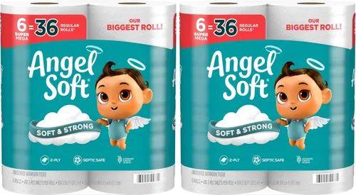 Vista 11 de Angel Soft Papel higiénico, 4 mega rollos = 16 rollos regulares, suave y resistente