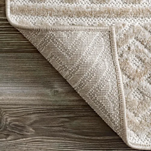 Vista 3 de nuLOOM Kamryn - Alfombra tribal texturizada para interiores y exteriores, 4 x 6 pies, beige, rectangular, 0.3 pulgadas de grosor Nuloom Kamryn