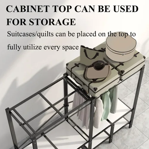 Vista 4 de large closets Large Closet Steel Clothes Closet Portable Wardrobe Closet Foldable Closet 170cm/192cm/220cm for Bedroom Wardrobe Closet Space-saving